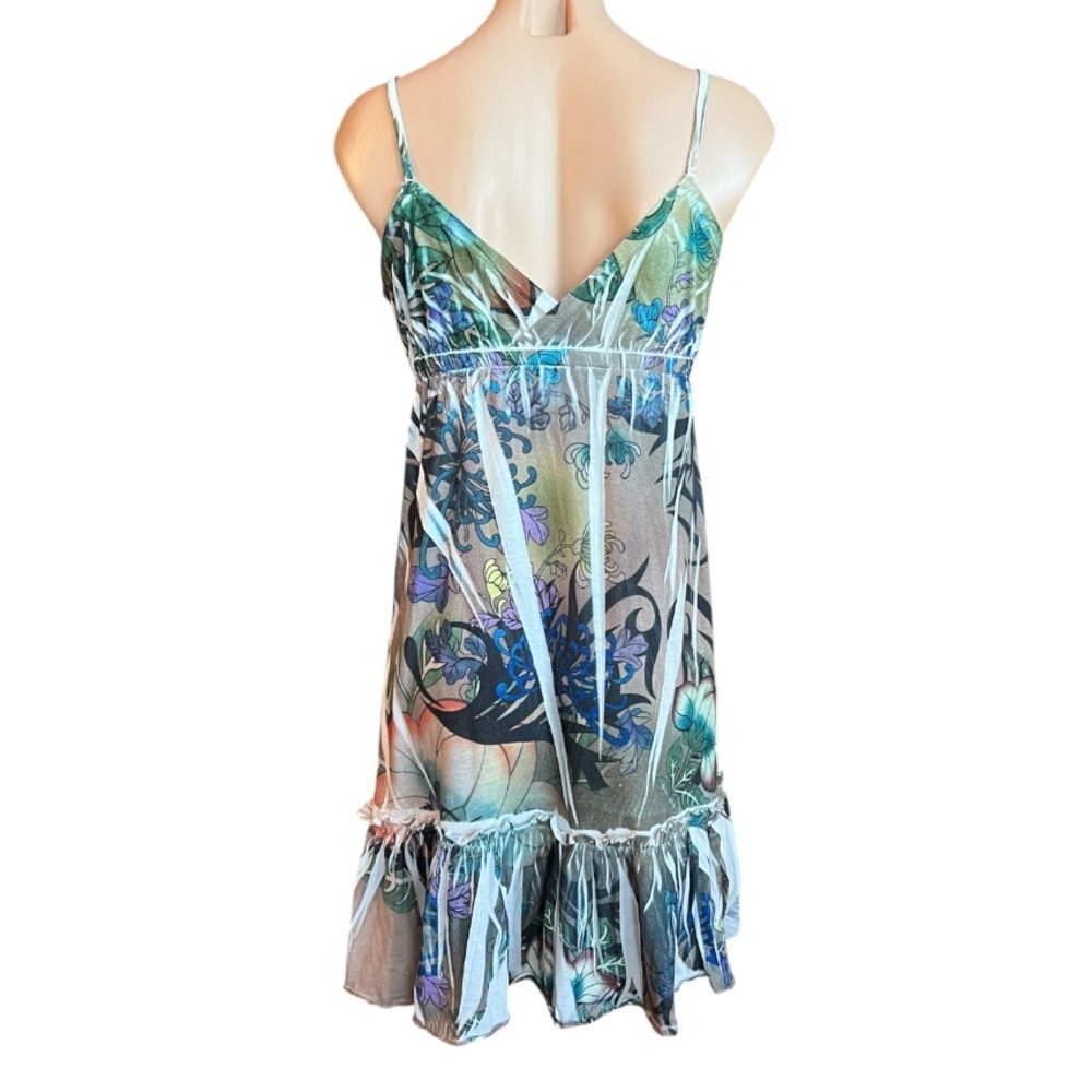 Tattoo Tattoo Blue and Green Midi Spaghetti Strap Dress S GUC - Picture 4 of 4
